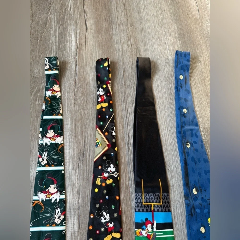 VTG DISNEY Mickey Tie Lot Dress Ties Multi Color LOONEY TUNES Pool Football